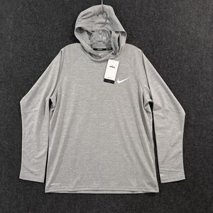 Nike Swim Hydroguard Hoodie Shirt Men's Medium Gray UPF 40+ UV Sun Shirt